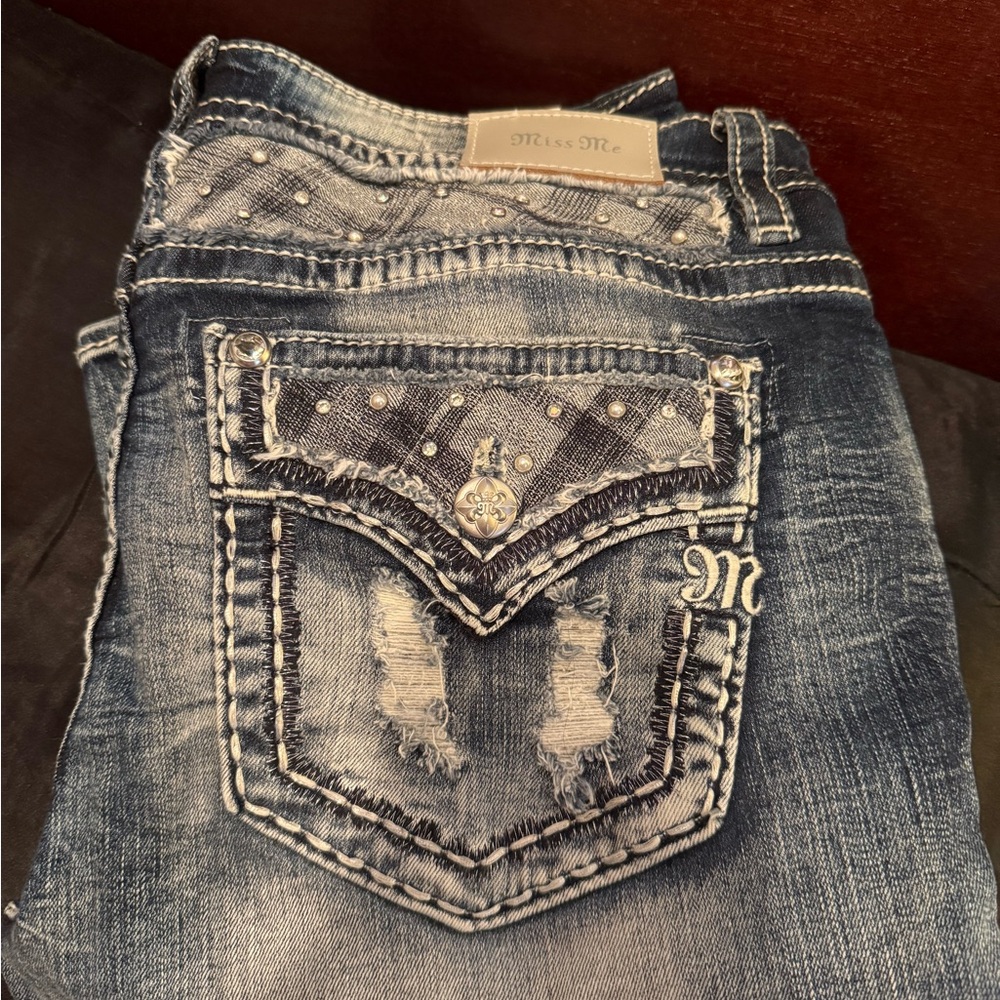 Miss Me Blue Jeans with Rhinestone Accents